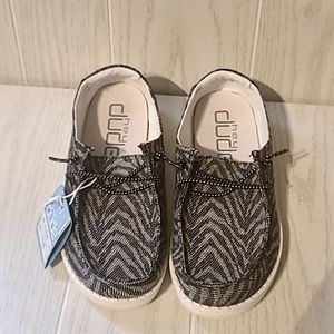 Hey Dude Black Wendy Woven Zebra Striped Youth Girl Shoes Size Y1 NWT